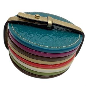 COACH Multicolor Legacy Heritage Colored Embossed Leather Coasters Set